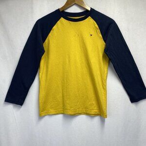 Tommy Hilfiger Long Sleeve T-Shirt Boys Medium 12-14 Navy/Yellow 100% Cotton